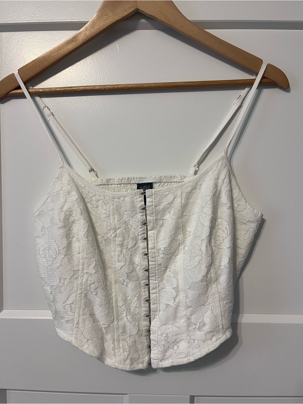 wild fable White Floral Lace Hook-Front Corset Top